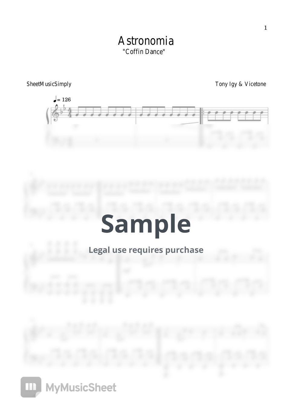 Tony Igy, Vicetone - Astronomia Sheets by SheetMusicSimply