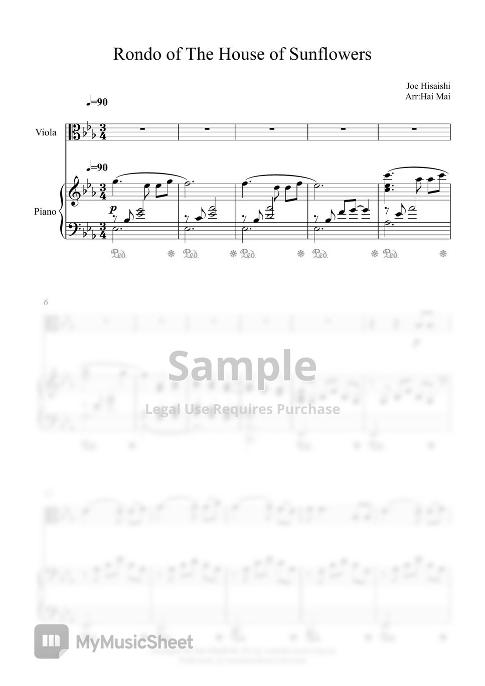Joe hisaishi rondo of the house of sunflowers for viola and piano