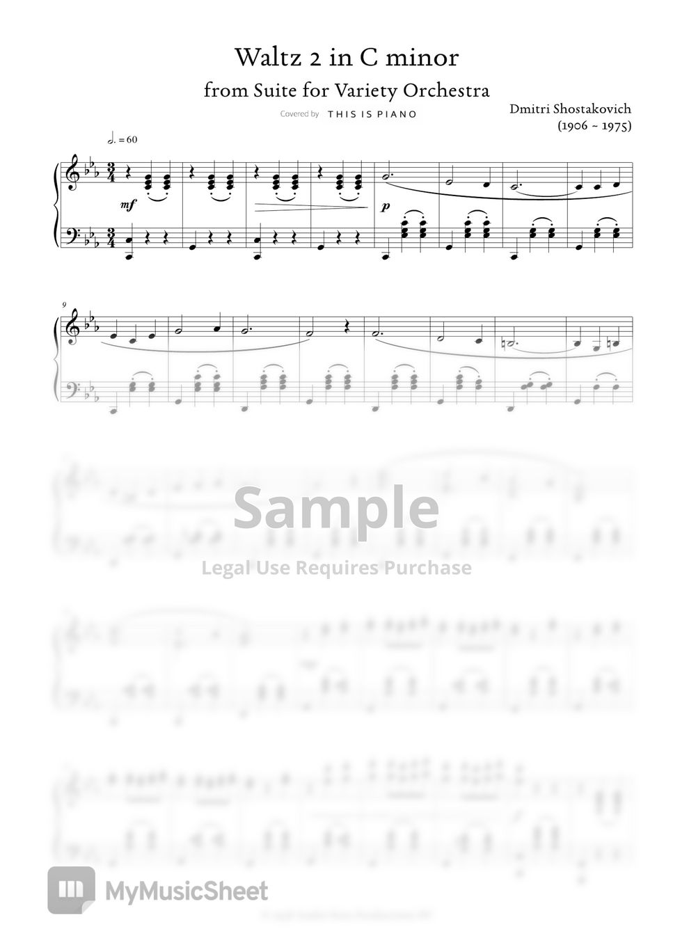 Waltz II - Shostakovich (include Easy Version) Notenblatt by THIS IS PIANO
