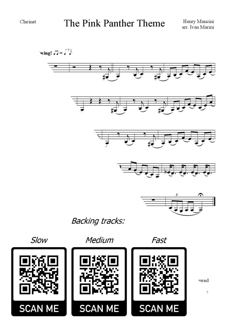 THE PINK PANTHER easy Sheet by Ivan Marini