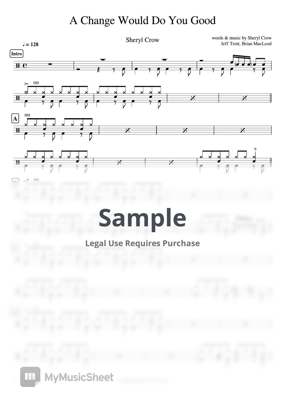 Sheryl Crow - A Change Would Do You Good by Cookai's J-pop Drum sheet music!!!