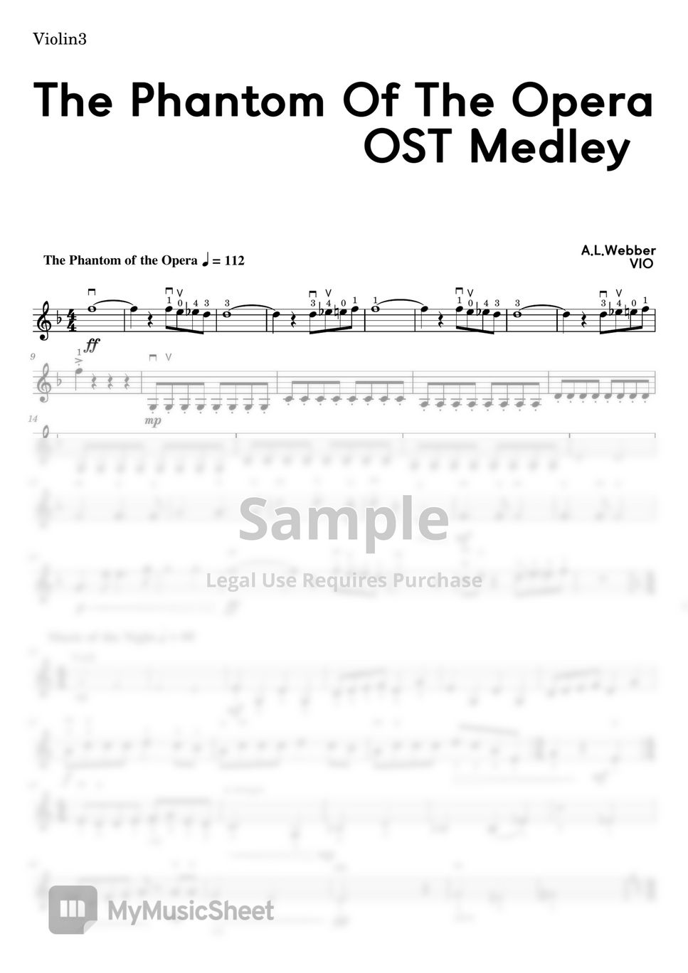 Andrew Lloyd Webber - The Phantom Of The Opera OST Medley (for 4 Violin Ensemble) by VIO