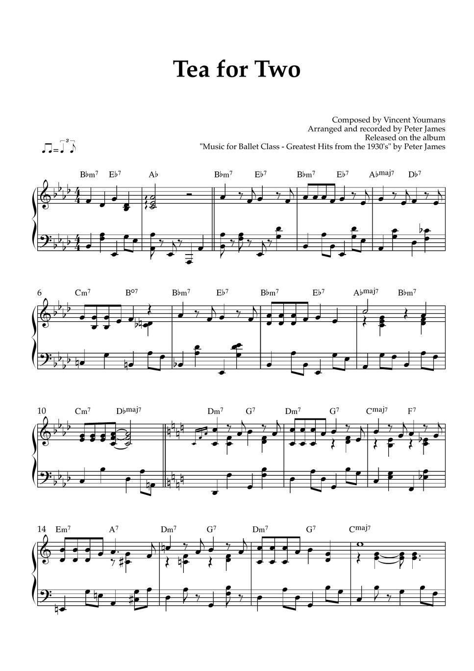 Peter James - Tea for Two (Piano Solo) Sheets