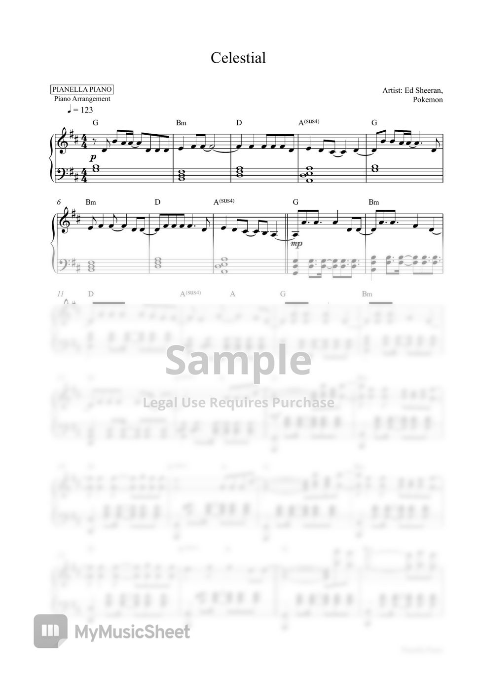 Ed Sheeran, Pokemon - Celestial (Piano Sheet) by Pianella Piano