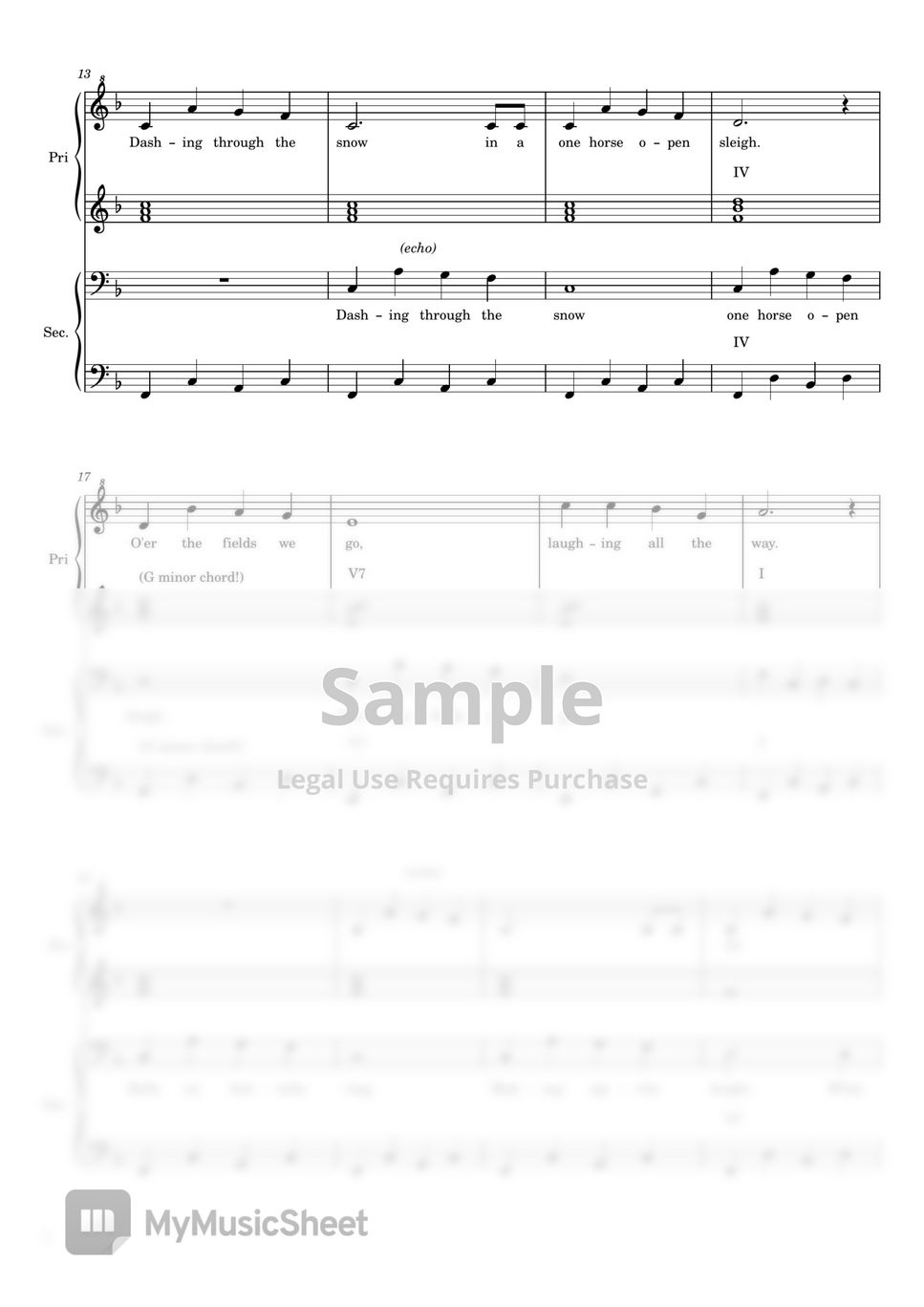 Traditional Jingle Bells ((A Christmas Duet) for Piano four hands