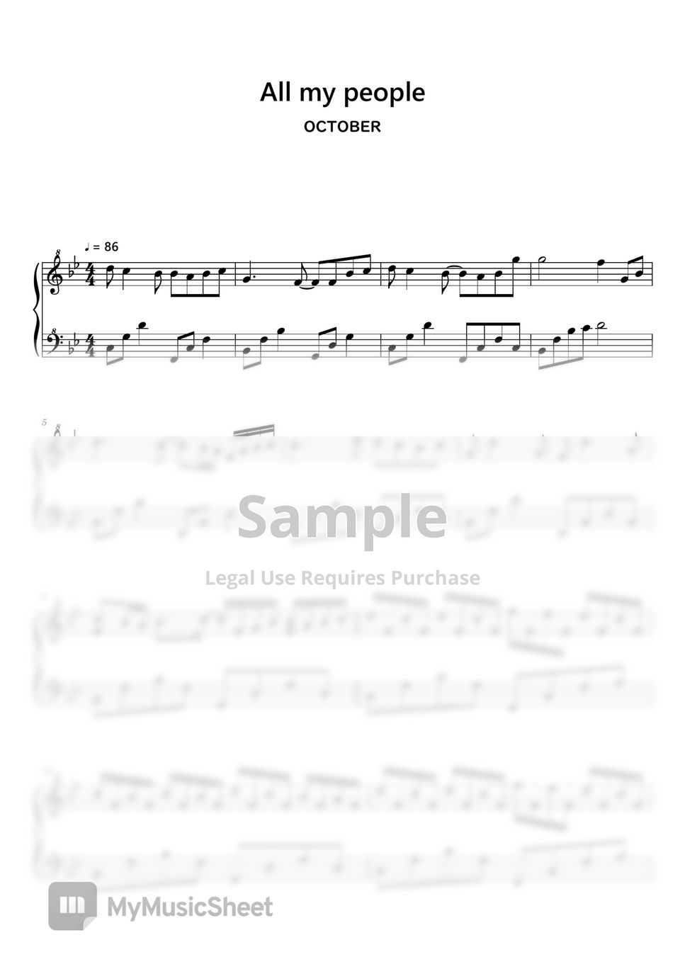 악토버 (OCTOBER) - All my people (Sheet Music, MIDI,) Sheets by sayu