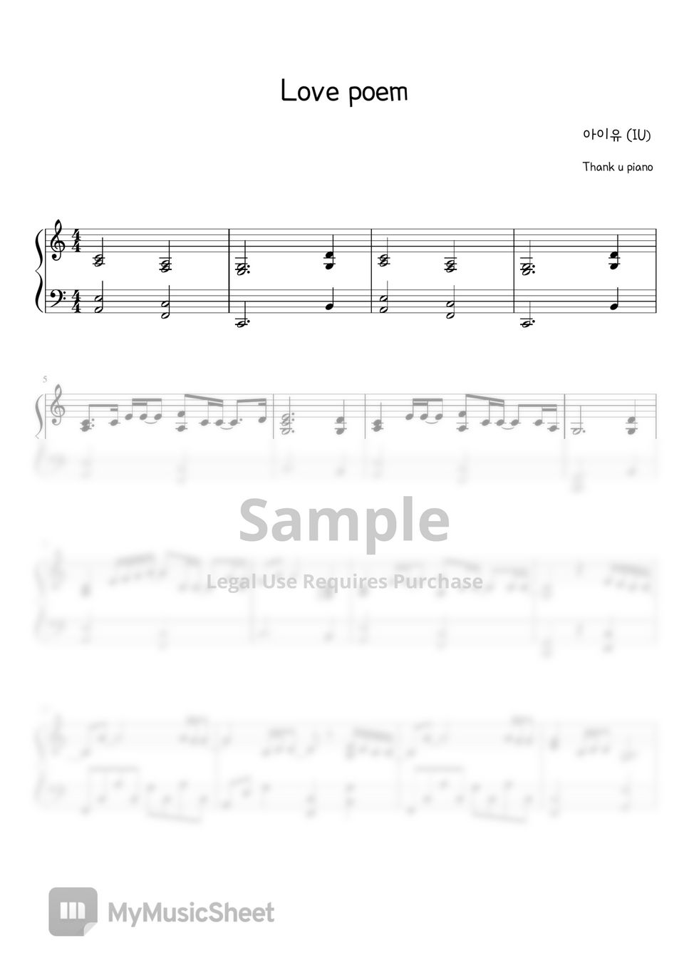 IU - Love Poem (Piano Sheet) by ThankuPiano