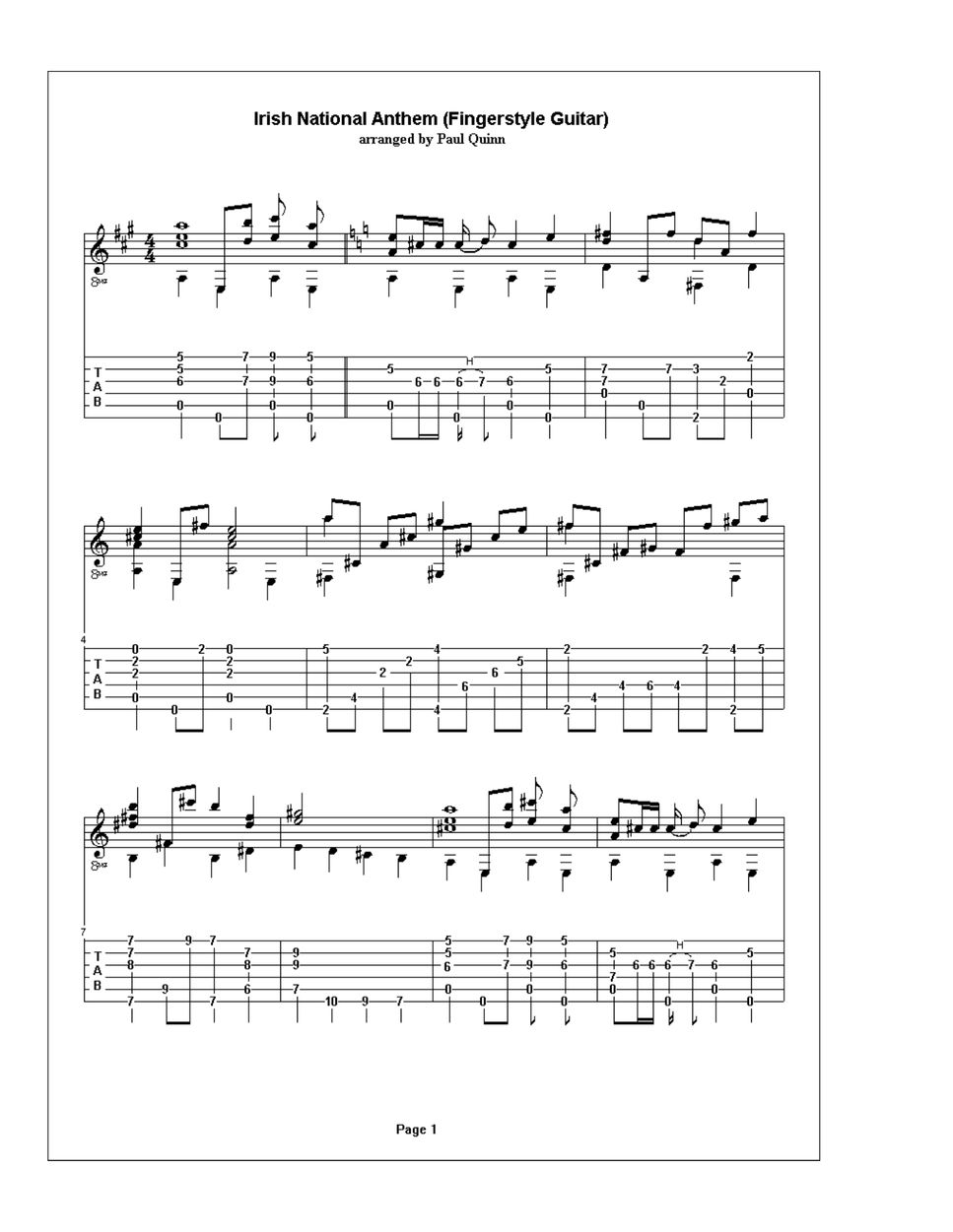 Irish National Anthem (Acoustic Instrumental) Sheet