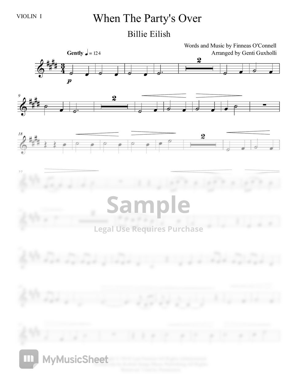 Billie Eilish - When The Party's Over (String Quartet) by Genti Guxholli