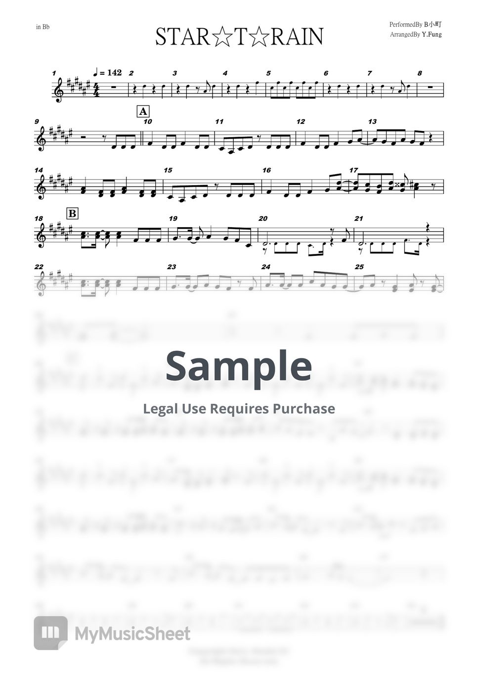 新生B小町 - STAR☆T☆RAIN (Solo sheet music ( in C / Eb/ Bb