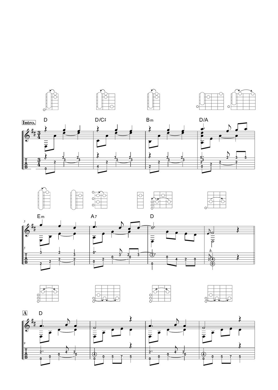 Franz Xaver Gruber Silent Night Tab + 1staff by Kosuke Kawaguchi