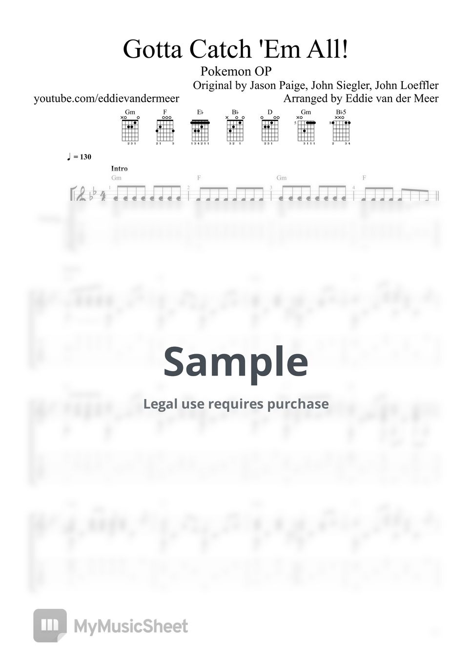 Jason Paige, John Siegler, and John Loeffler Gotta Catch 'Em All! (Pokemon OP) Tab + 1staff by