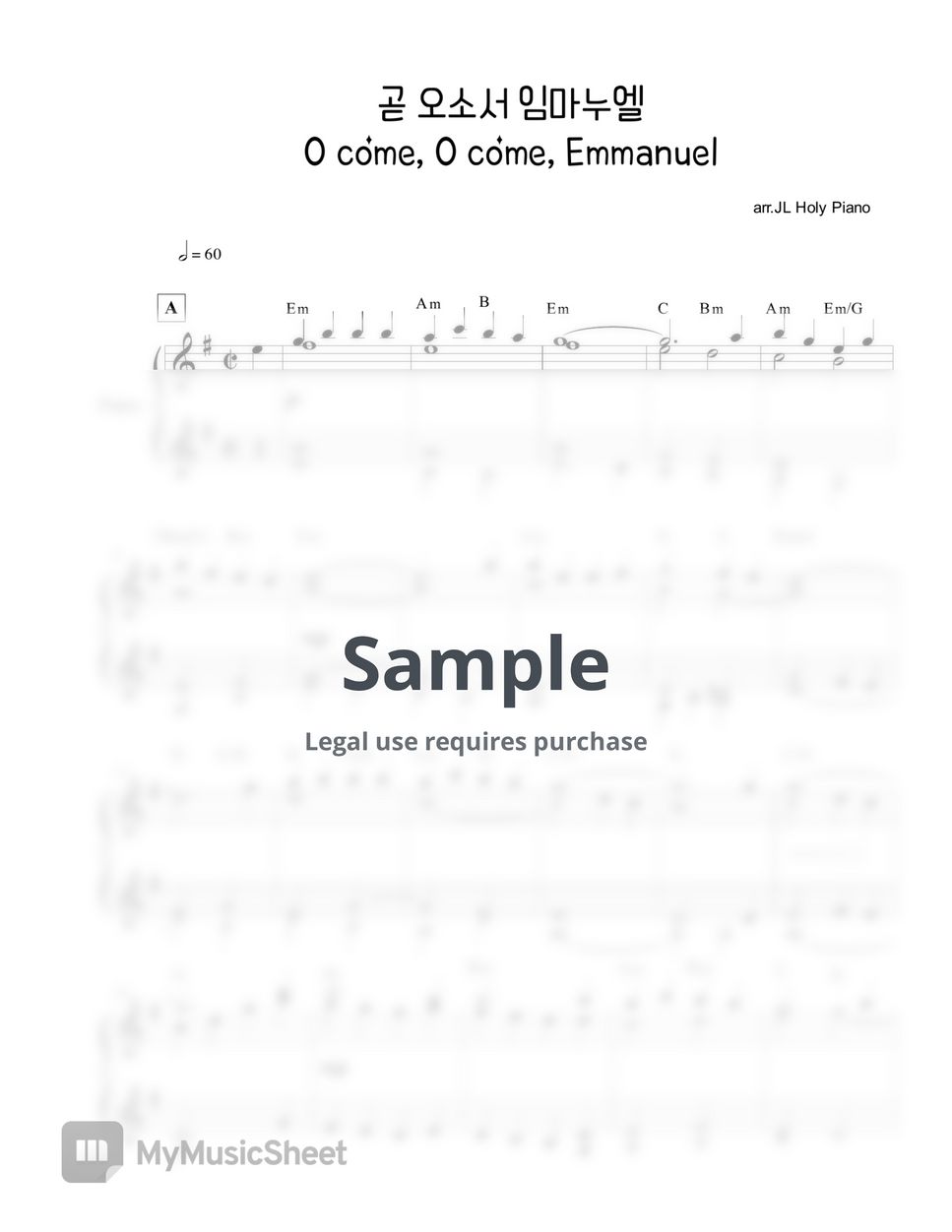 미상 - O come, O come, Emmanuel (크리스마스피아노) by JL Holy Piano