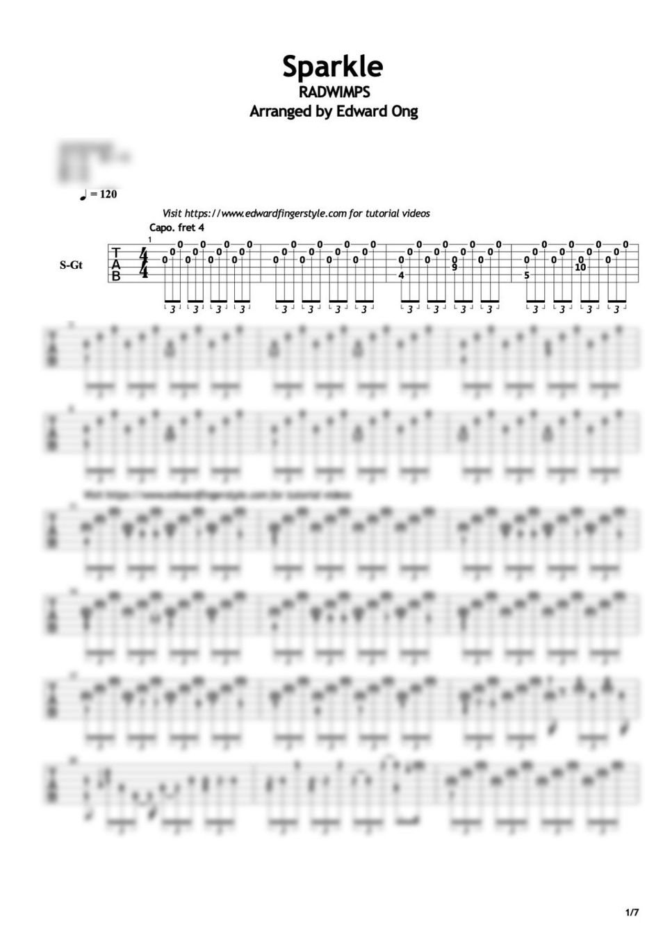 Sparkle radwimps guitar tabs