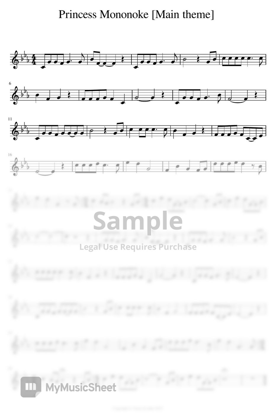 Joe Hisaishi - Princess Mononoke [Main Theme] (Cello Part) Sheets by ...