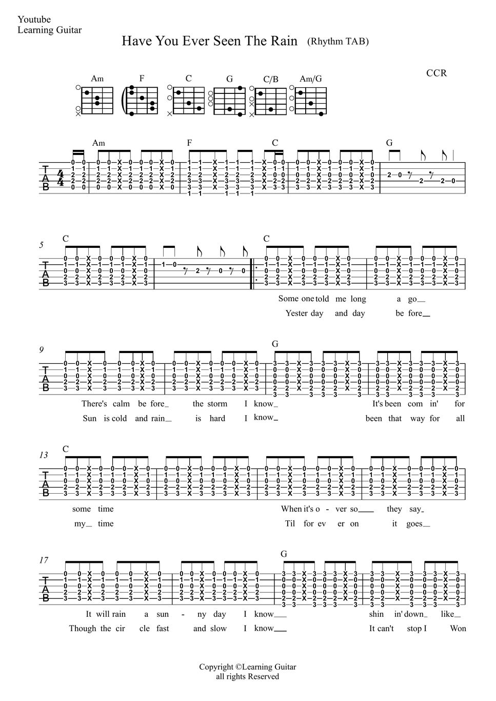 Creedence clearwater revival have you ever seen the rain guitar