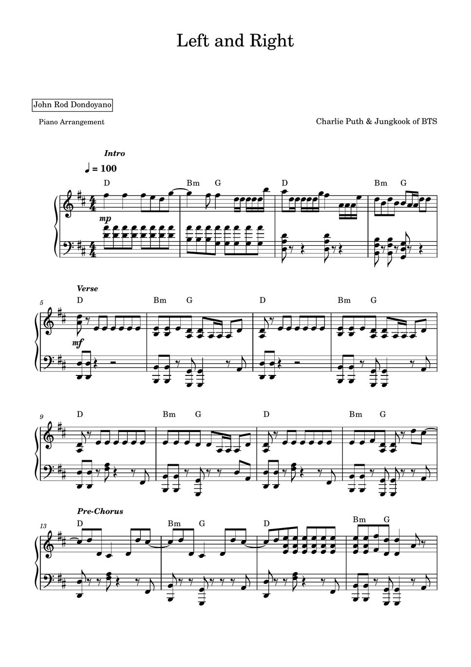 Charlie puth jungkook of bts left and right piano sheet sheet by