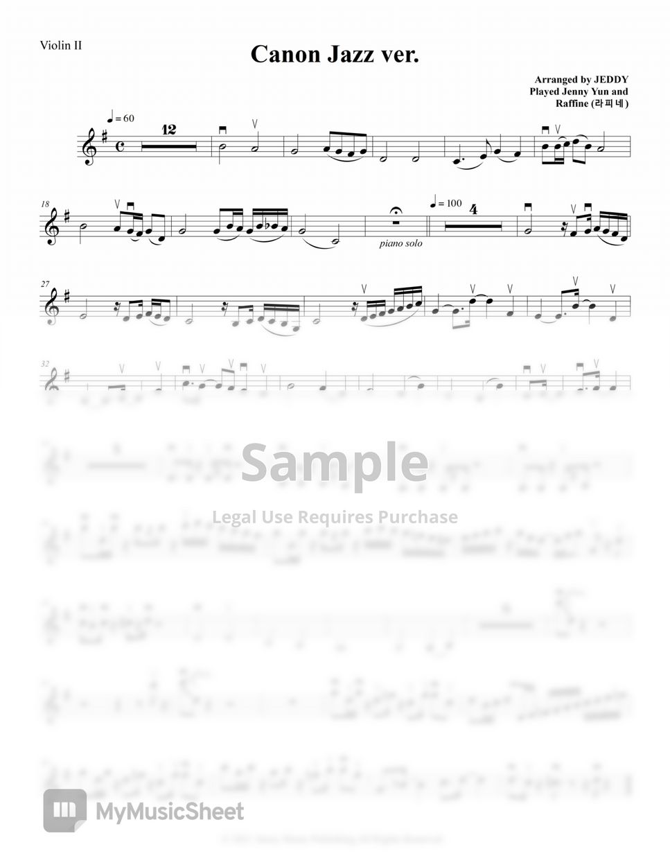 Jenny Yun - Canon Jazz Ver. (String Qaurtet) by Jenny Yun, Jeddy