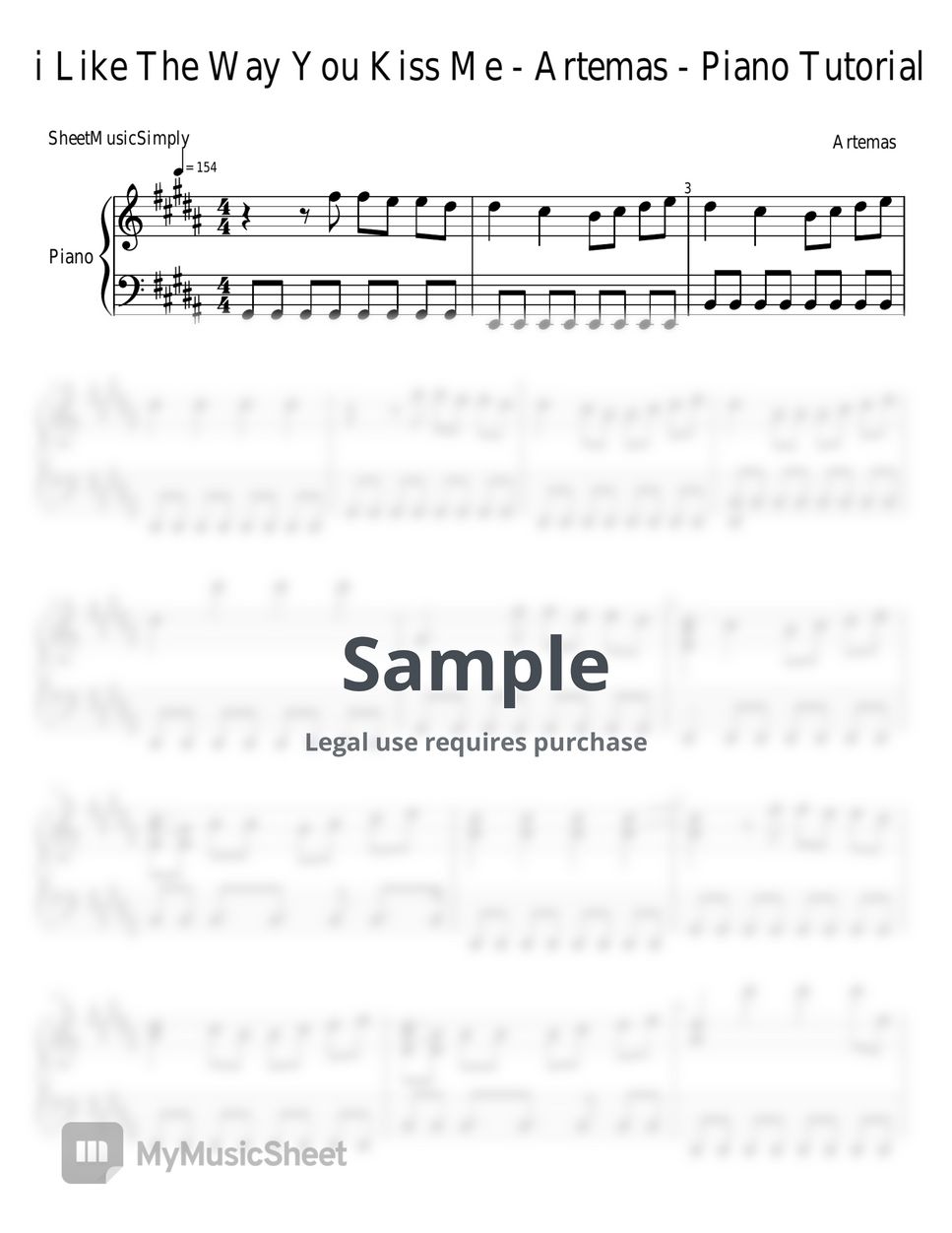 Artemas - I like the way you kiss me 악보 by SheetMusicSimply