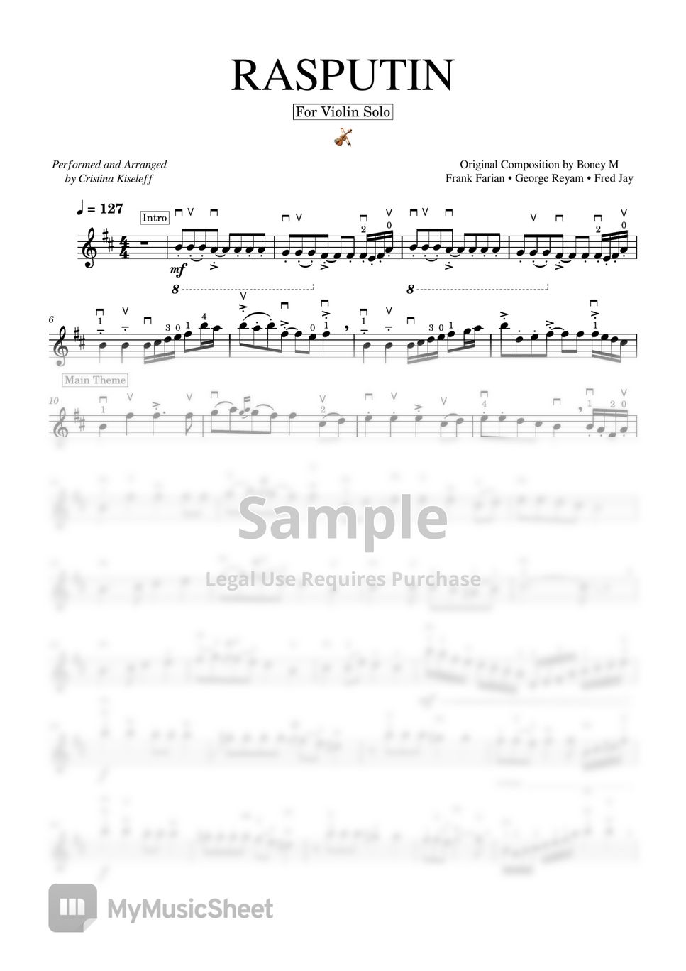 Boney M - RASPUTIN (For Violin Solo) by Cristina Kiseleff