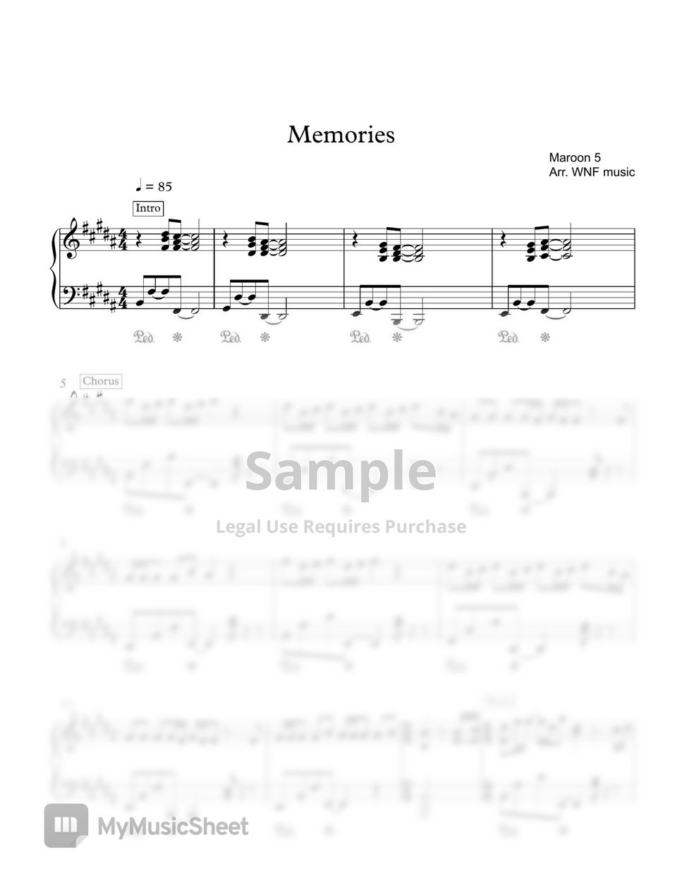 Maroon 5 - Memories Spartito by WNF Music
