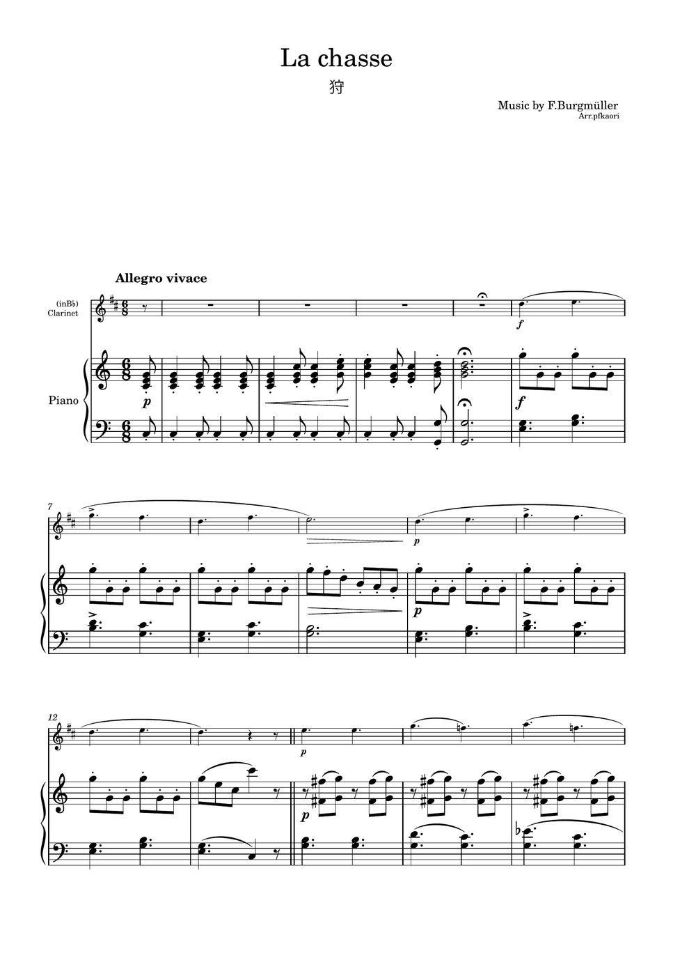 burgm-ller-la-chasse-clarinet-piano-sheets-by-pfkaori