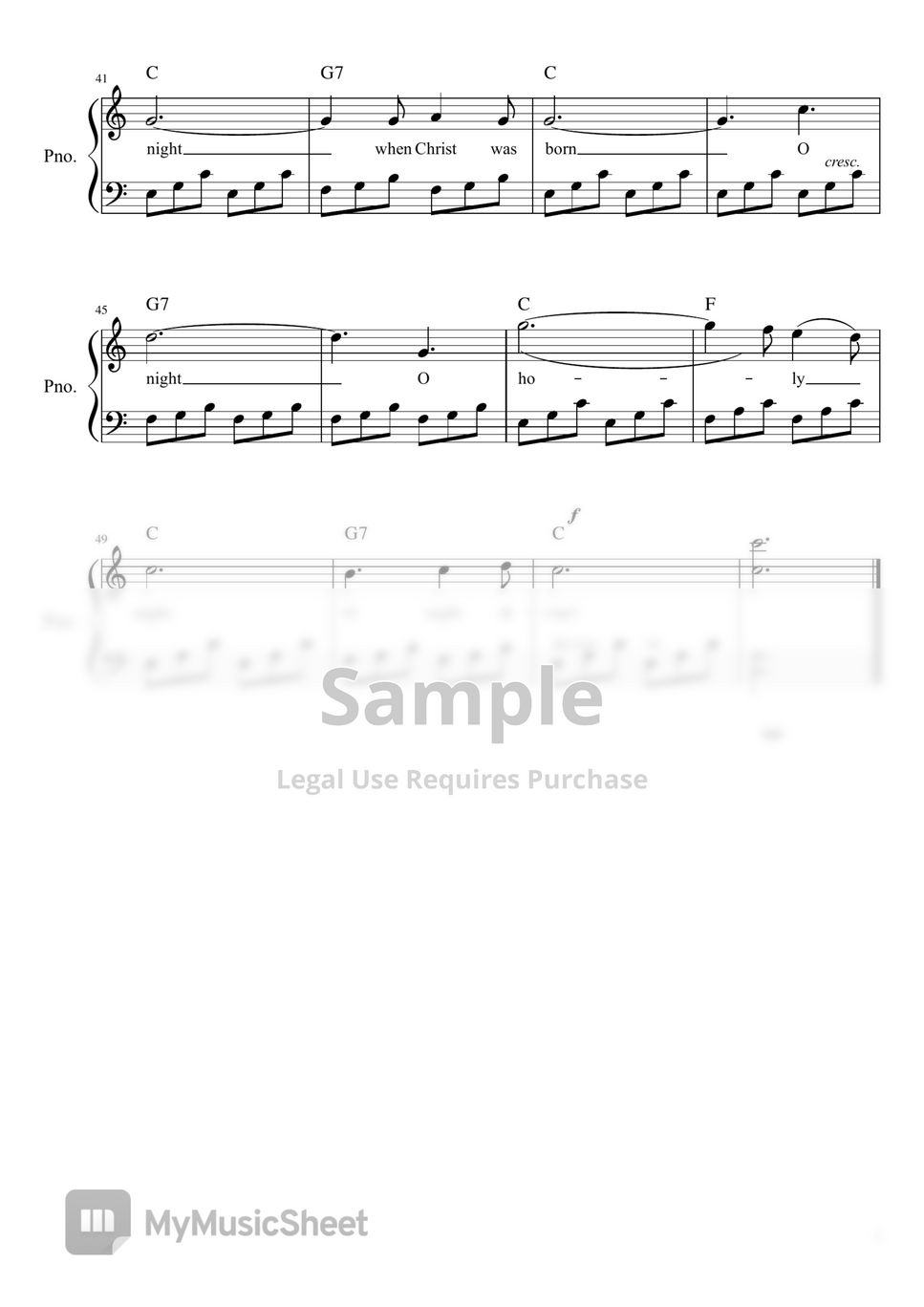 Richard Carpenter, Adolphe Adam - O Holy Night (For Easy Piano With Chord and Lyric) by poon