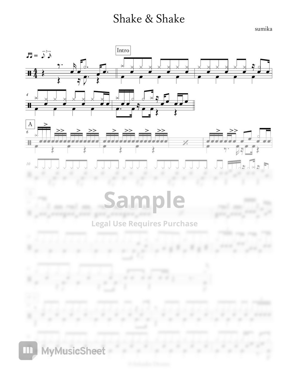 Sumika shake shake notenblatt by arkadia drums