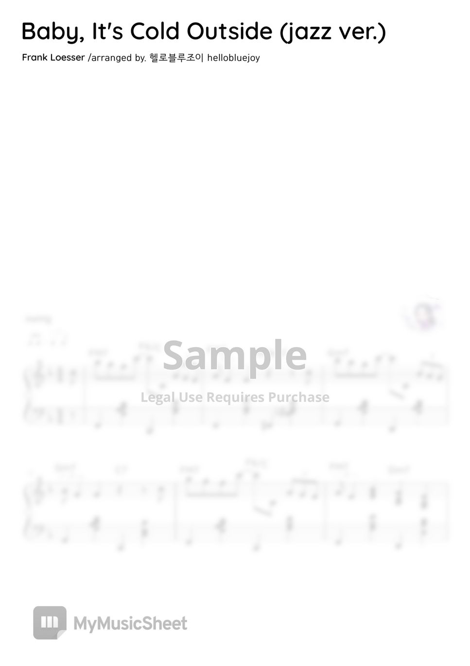 Norah Jones - Baby, It's Cold Outside (jazz ver.) 악보 by 헬로블루조이
