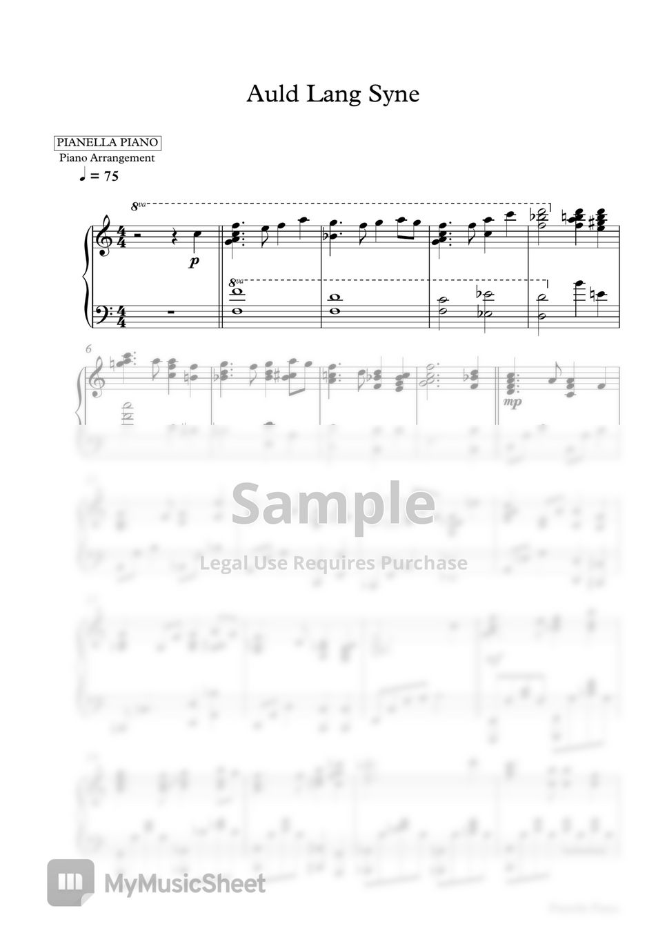 Various Artists - Auld Lang Syne (Piano Sheet) by Pianella Piano