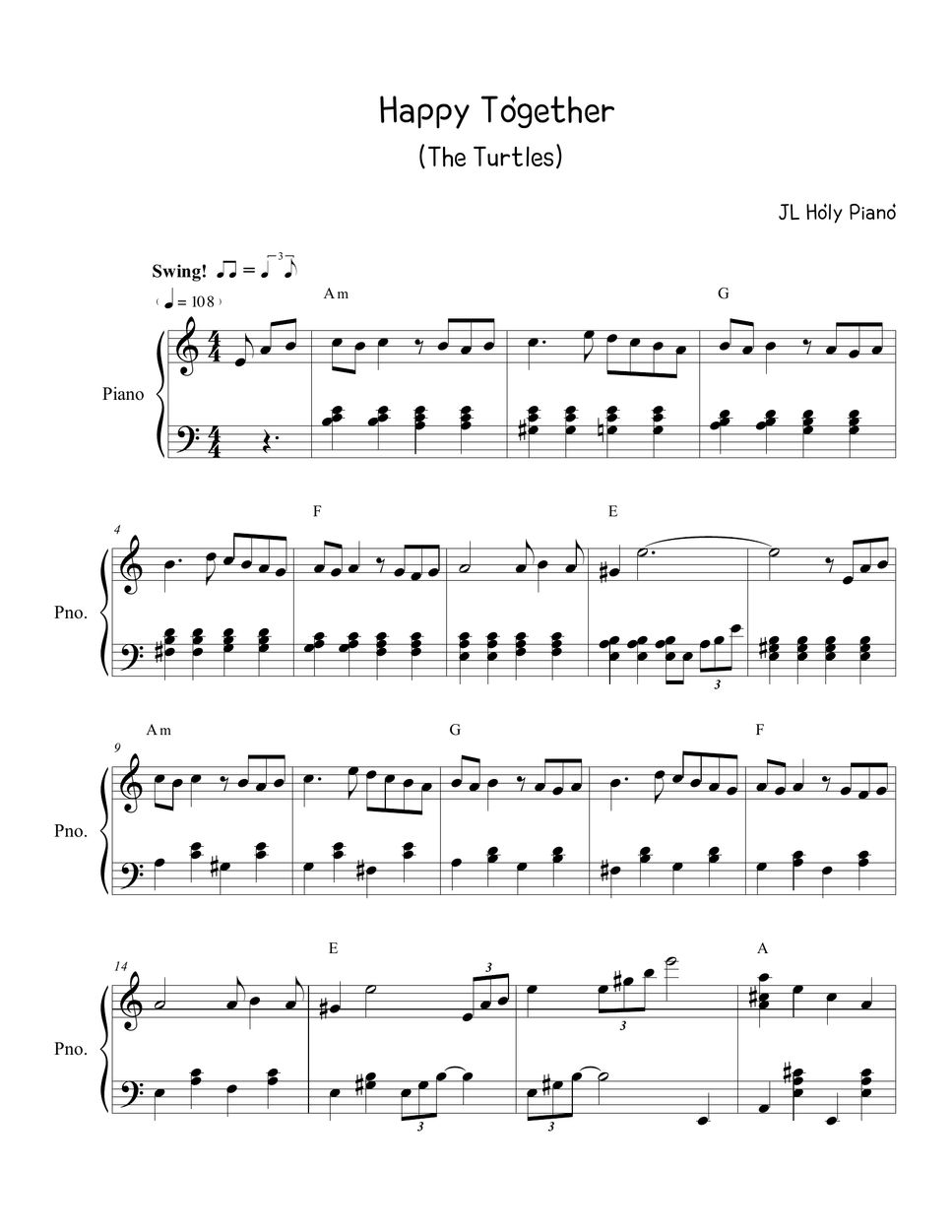 The turtles happy together nuty by jl holy piano