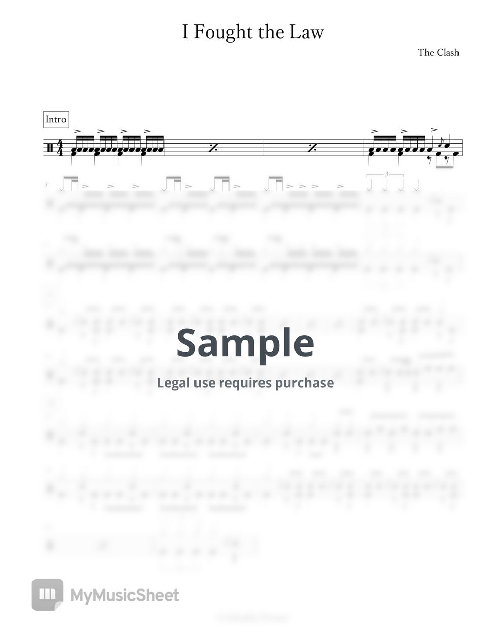 The clash i fought the law sheets by arkadia drums