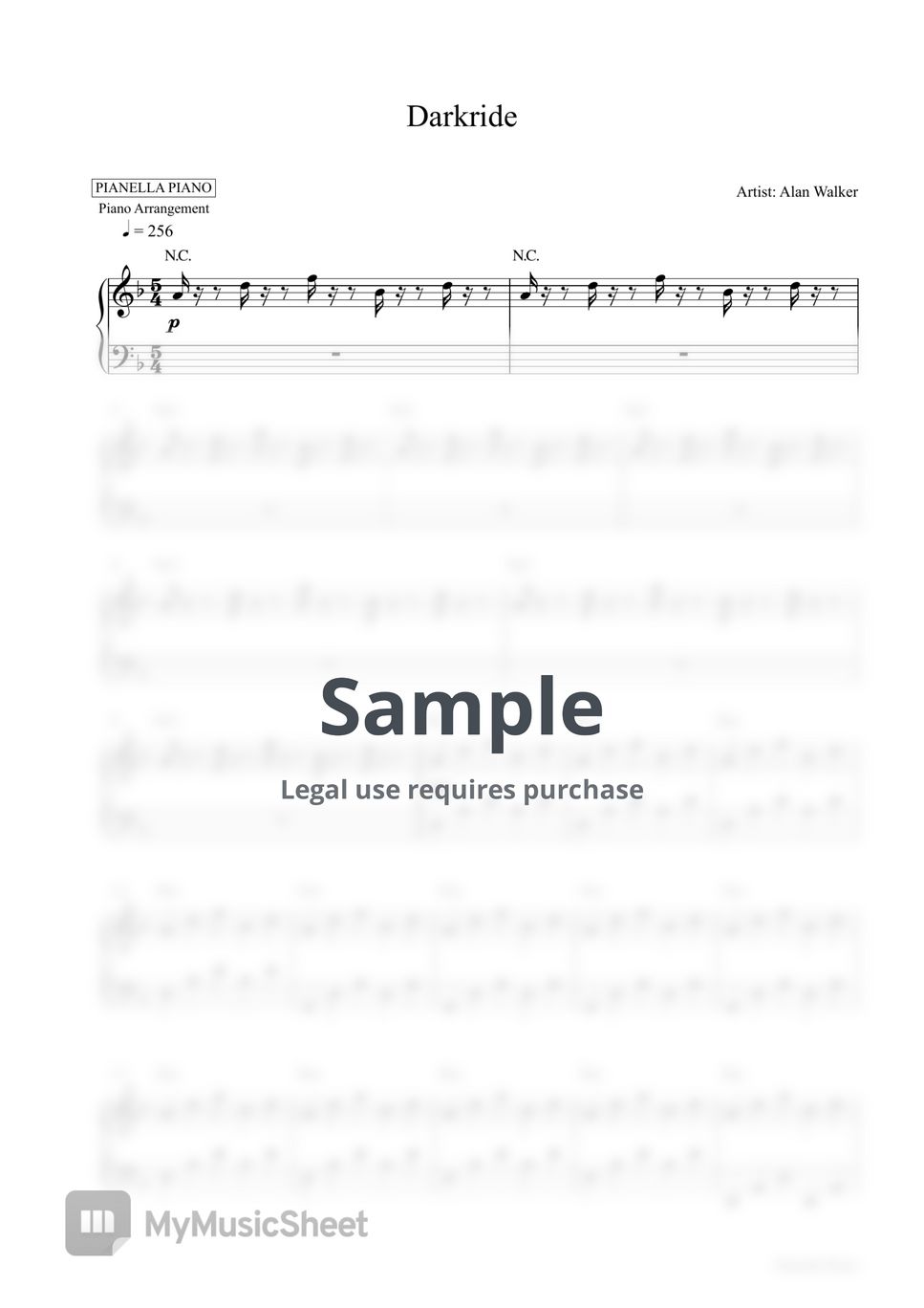 Alan Walker - Darkride (Piano Sheet) by Pianella Piano