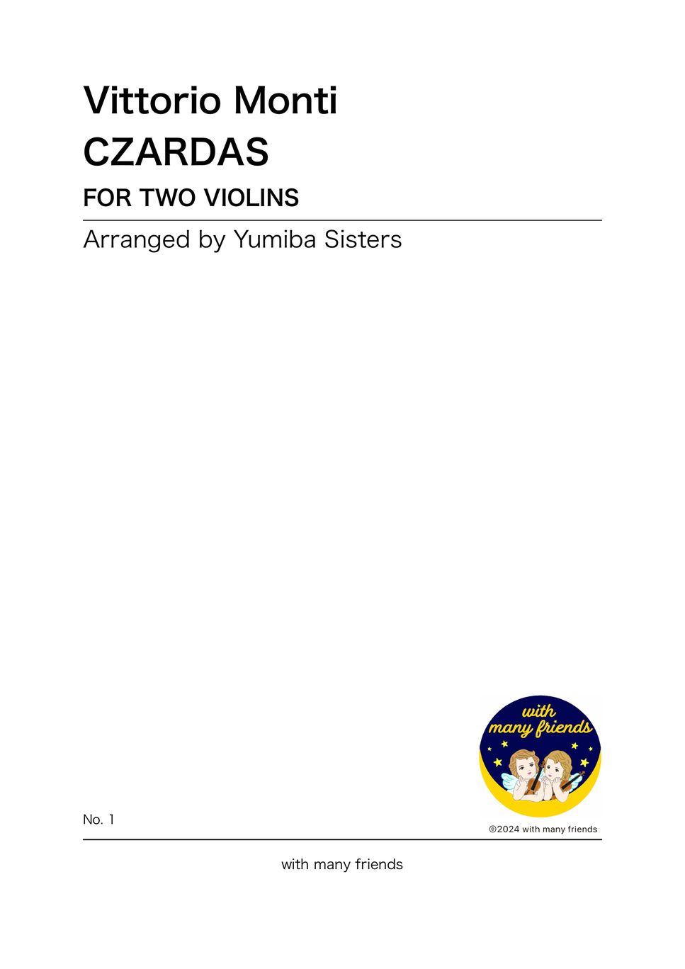 Vittorio Monti - Csárdás (For 2 Violins (Score & Parts)) by Yumiba Sisters