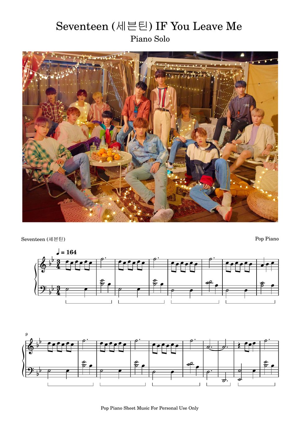 Seventeen if you leave me hoja by pop piano
