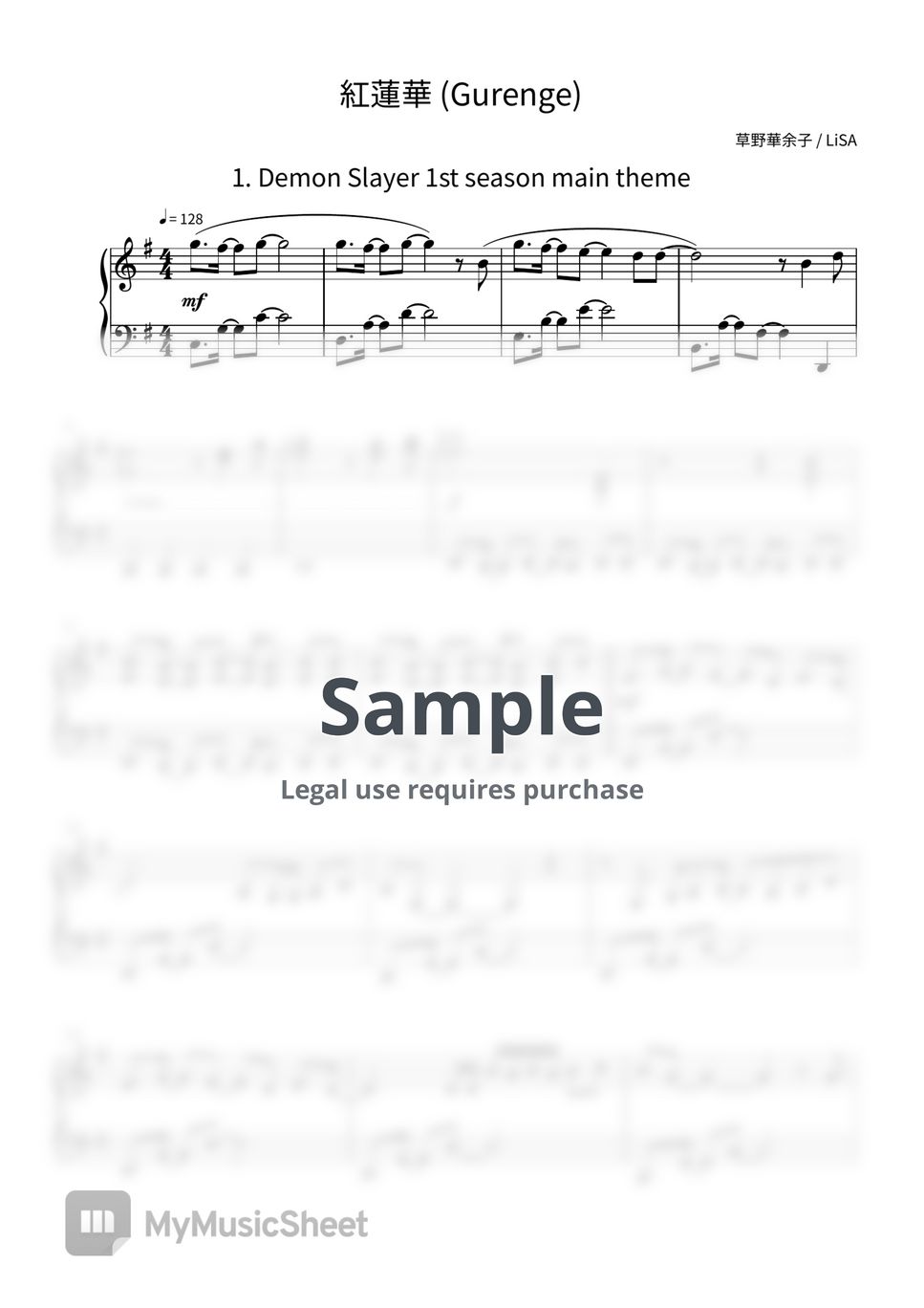 Gurenge Demon Slayer Piano Sheet ATEEP