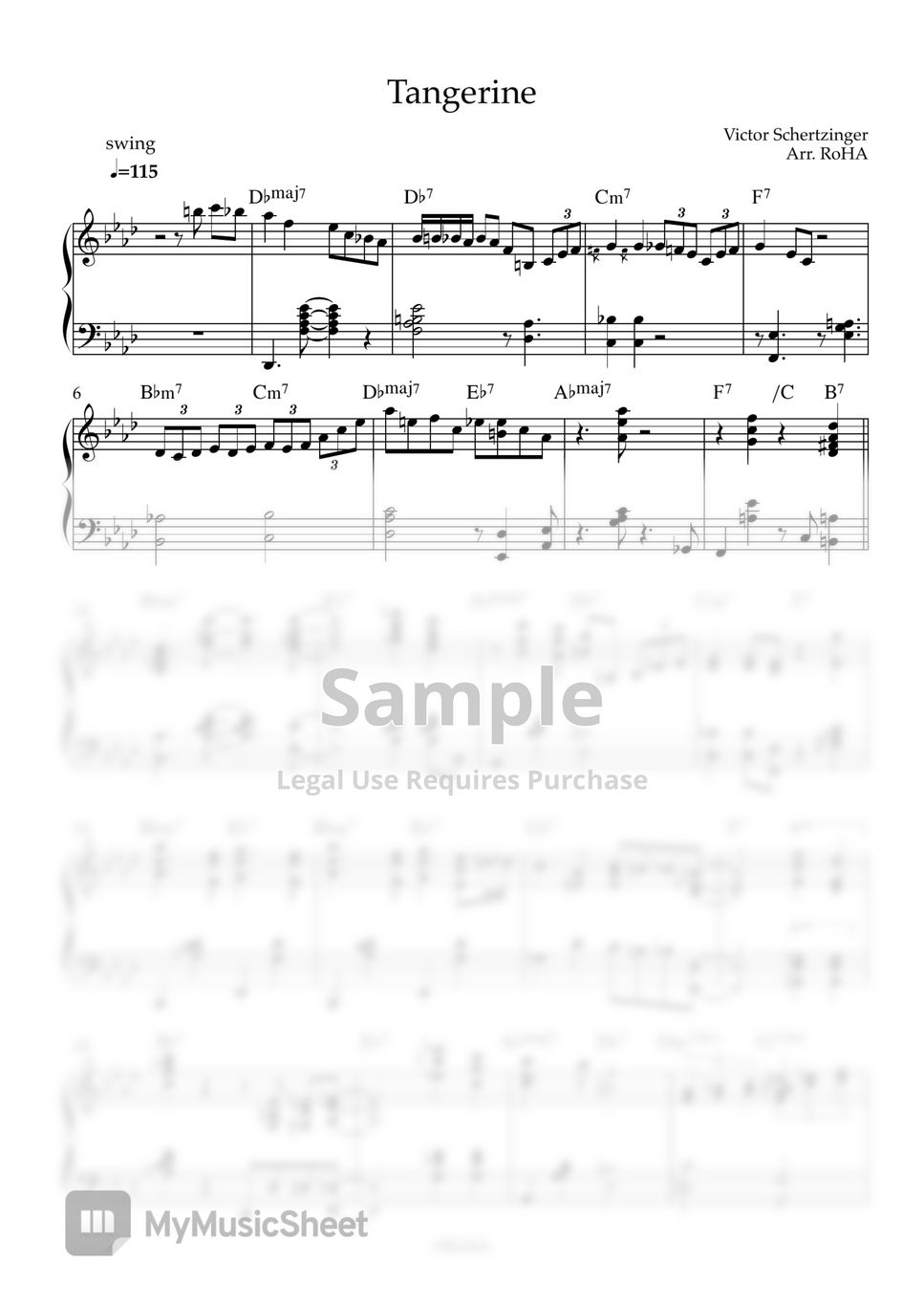Victor Schertzinger Tangerine (RoHa ver.) Sheets by RoHA