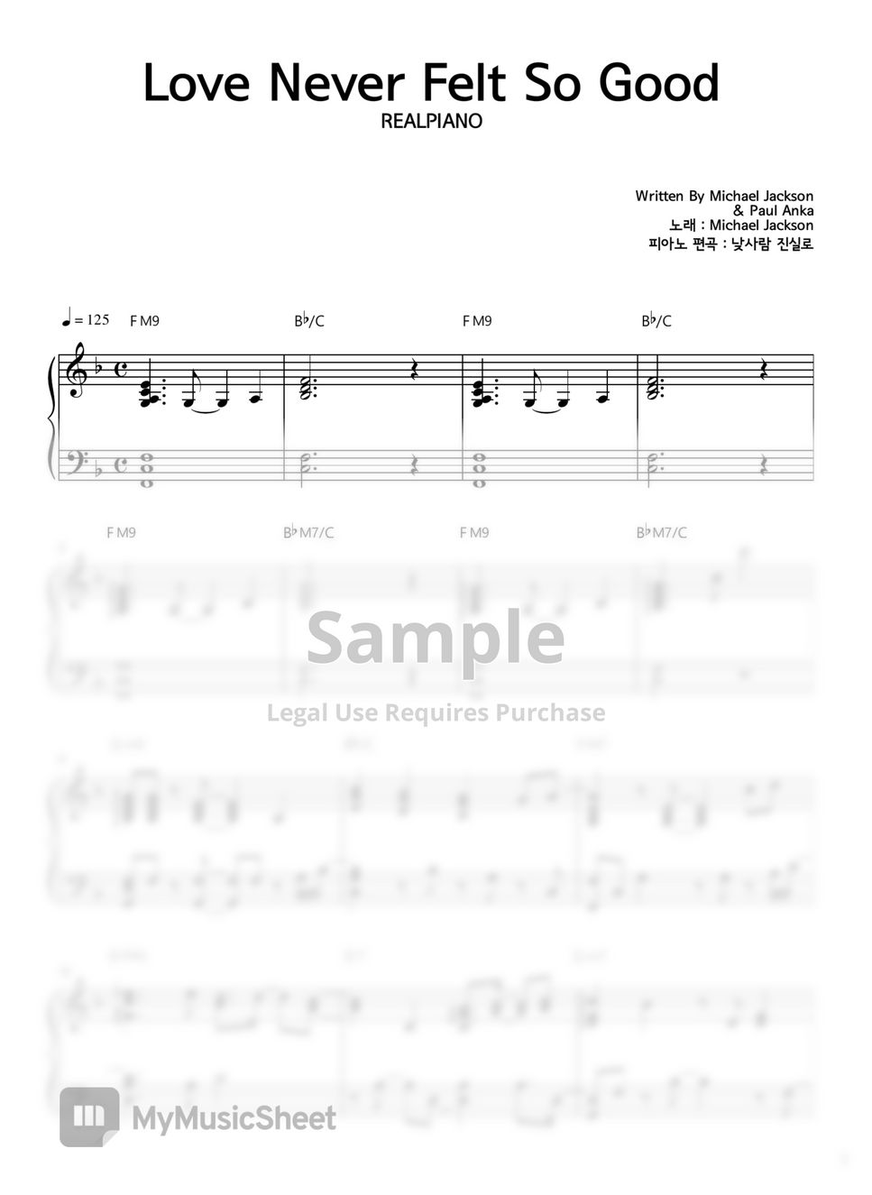 Michael Jackson Love Never Felt So Good Sheets by Realpiano