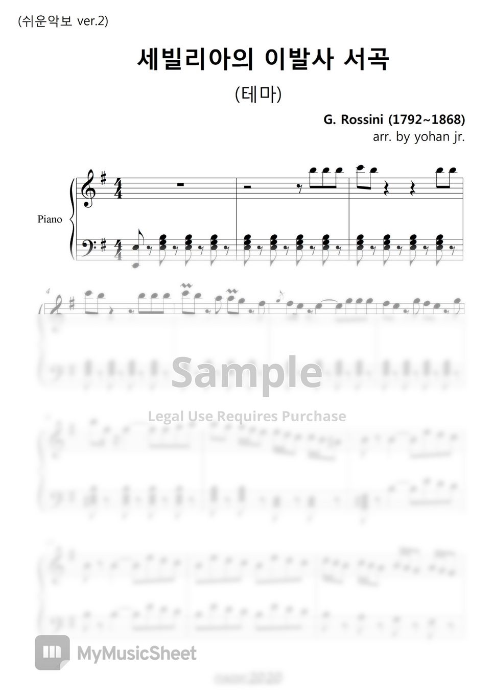G. Rossini - The Barber of Seville (e minor) (easy piano ver.2) by classic2020