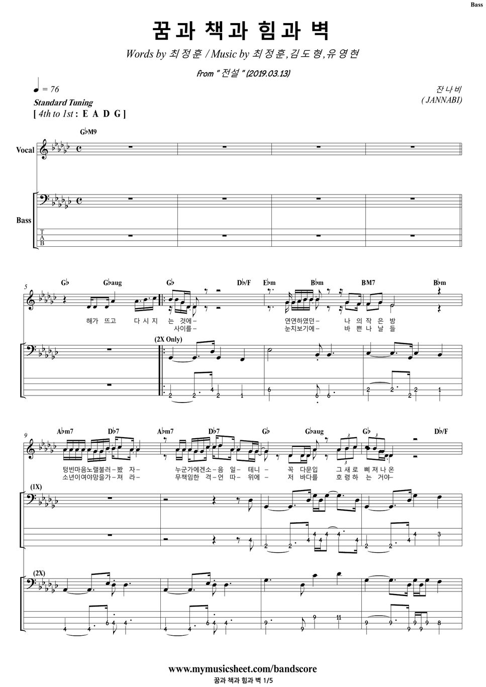 JANNABI Dreams, Books, Power and Wall Bass/Backing Track Sheets