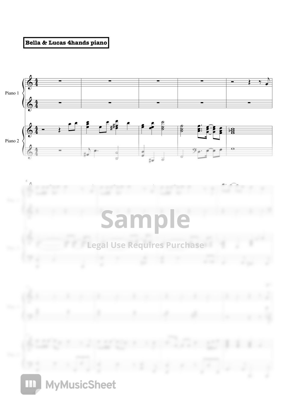 Romance 101 LOVE DAY (4Hands Piano) Sheets by Bella&Lucas
