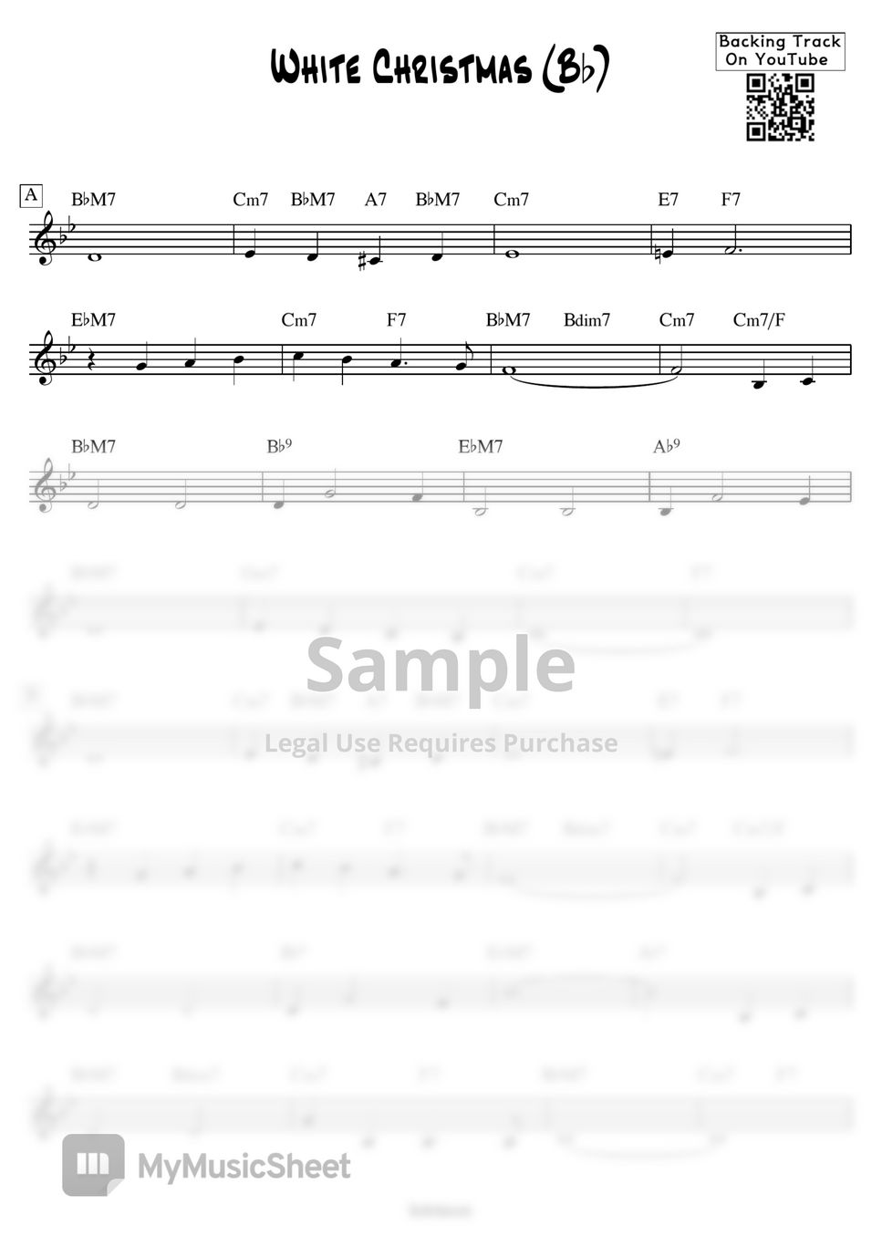 Carol White Christmas (Bb Key) Jazz Backing Track Sheets by BaBoSound