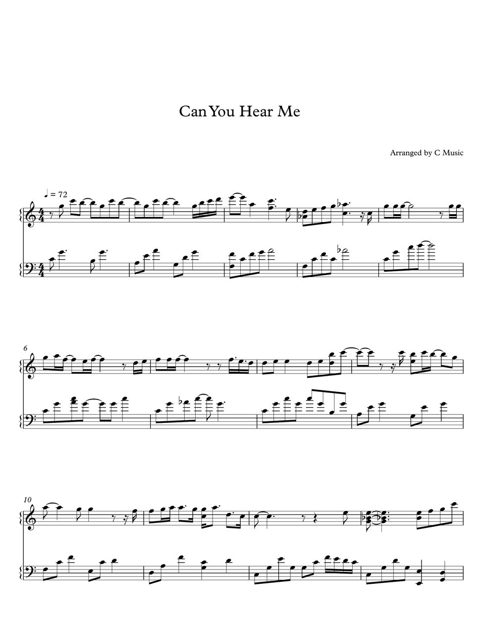 Ben 벤 Can You Hear Me 내 목소리 들리니 Hotel Del Luna Ost Sheets By C Music 