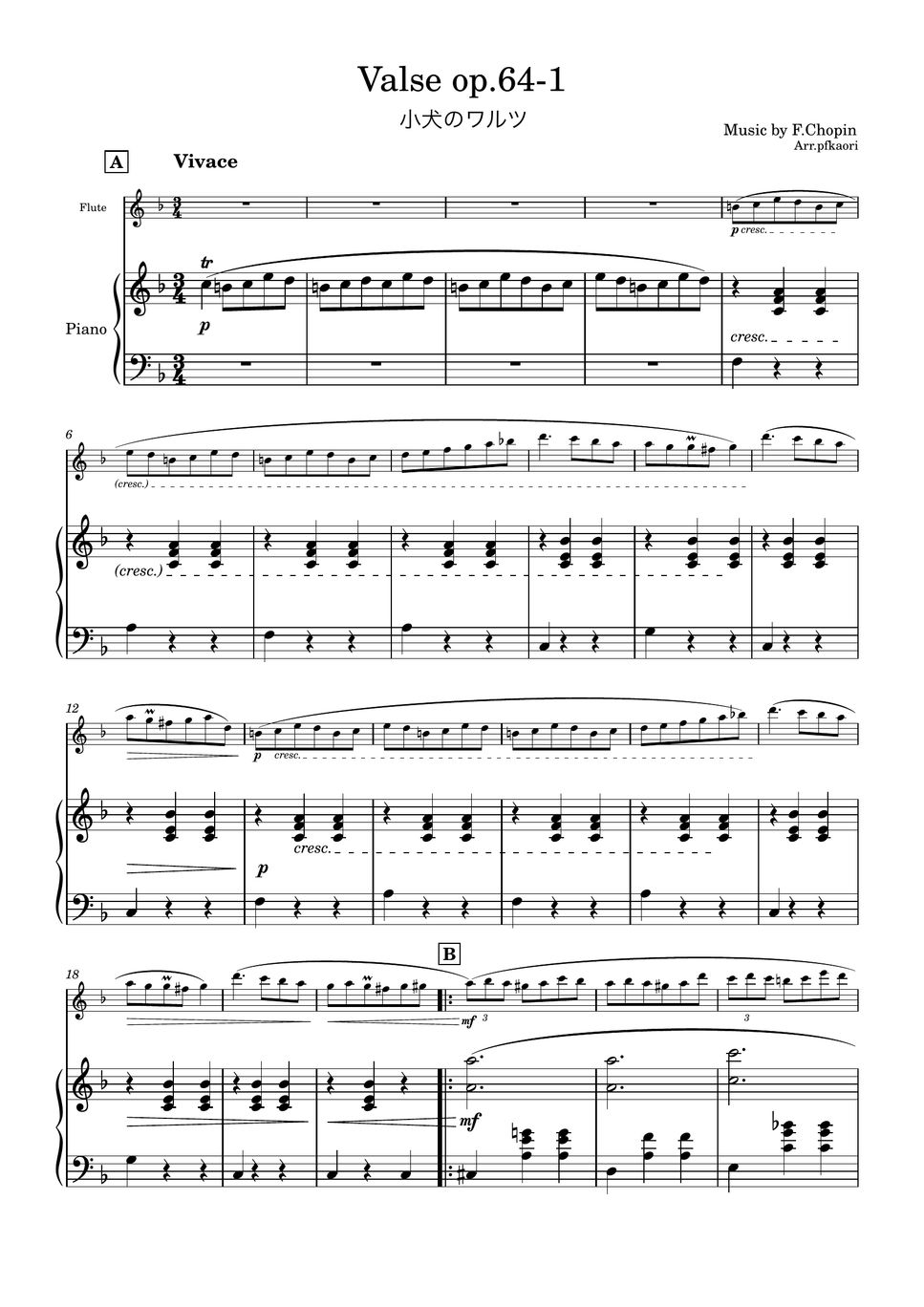 Chopin - Valse op.64-1 (F・2ver /Flute & Piano) by pfkaori