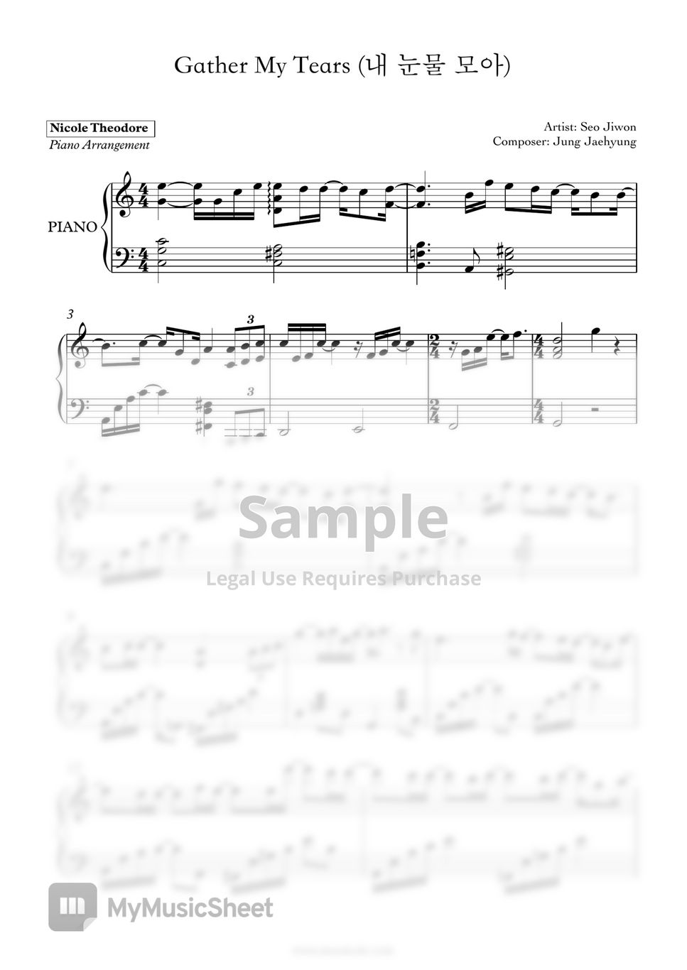 Seo Ji Won Gather My Tears Sheets by Nicole Theodore