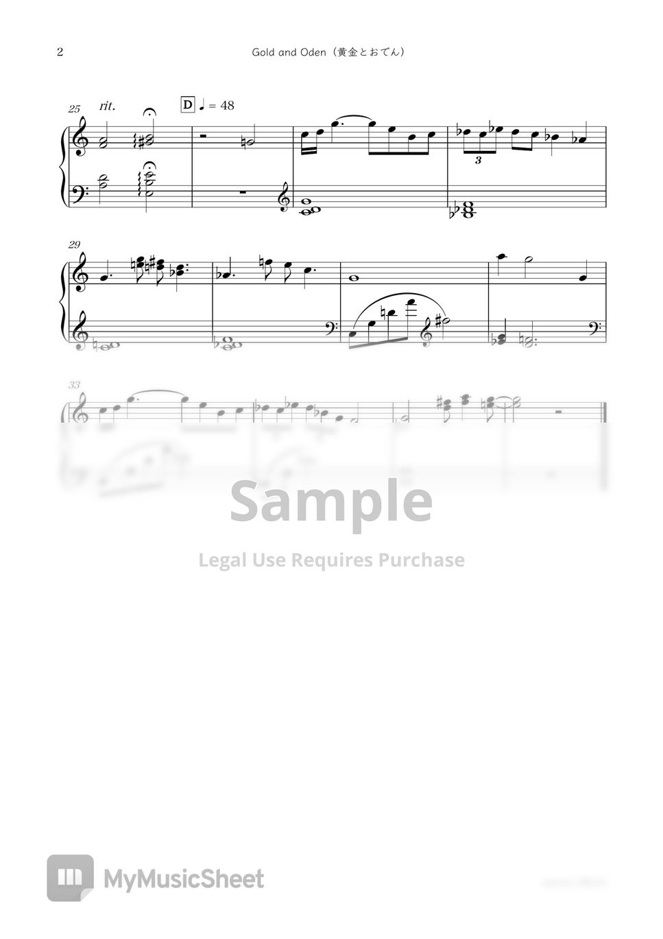 “ONE PIECE” OST Gold and Oden (黄金とおでん) Sheets by sammy