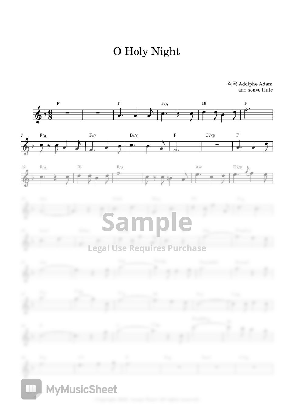 Christmas Carols - O Holy Night (Flute Sheet Music) by sonye flute