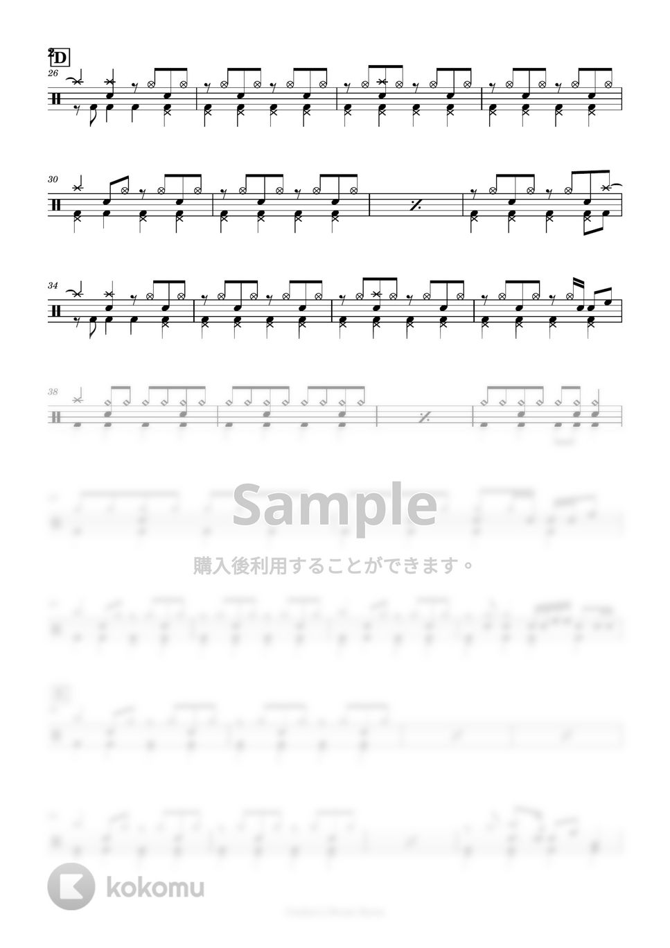 Official髭男dism - ESCAPADE by Cookie's Drum Score