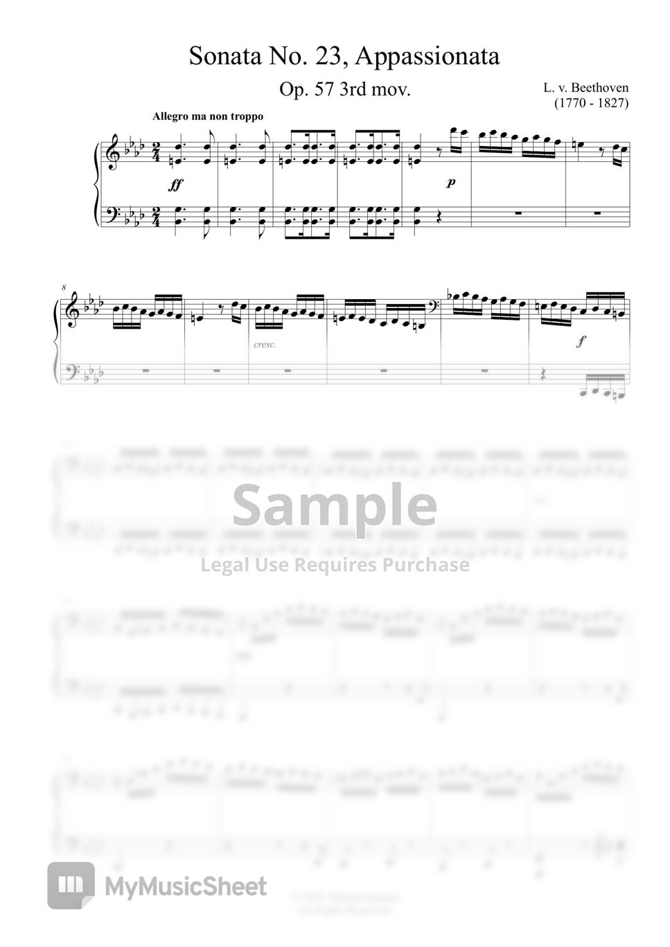 L.V.Beethoven - Beethoven Sonata No.23, Apassionata by MyMusicSheet Official