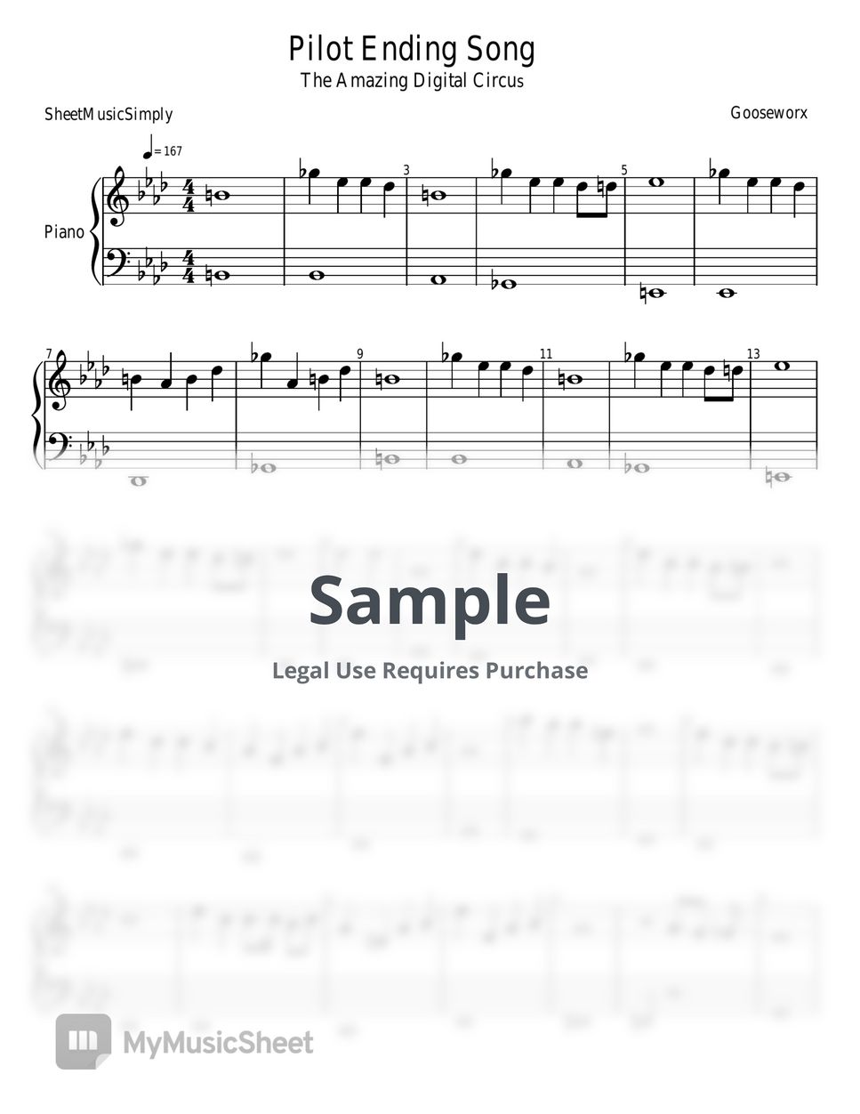 The Amazing Digital Circus Theme /// Piano Sheet music for Piano (Solo)